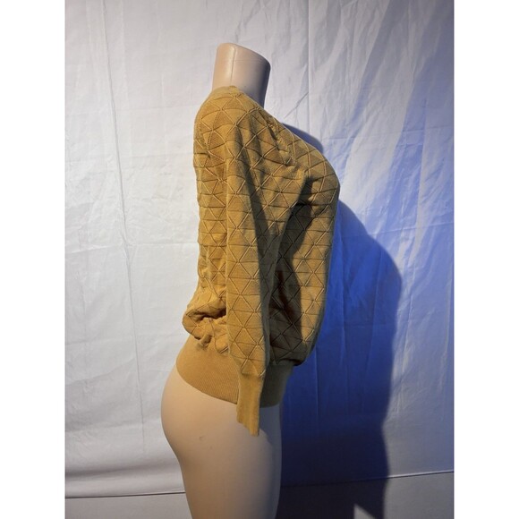 ModCloth Mustard Yellow Textured Knit Cardigan Sweater Women’s L - Picture 5 of 11